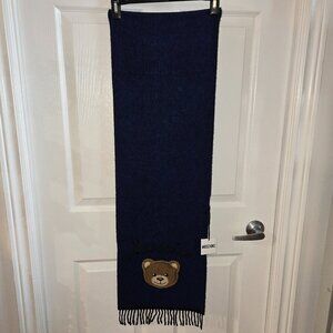 Moschino Teddy Bear-Embroidered Wool Scarf - Blue (Unisex)